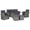 vidaXL 6 Piece Garden Lounge Set with Cushions Poly Rattan Grey