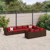 vidaXL 10 Piece Garden Sofa Set with Cushions Brown Poly Rattan