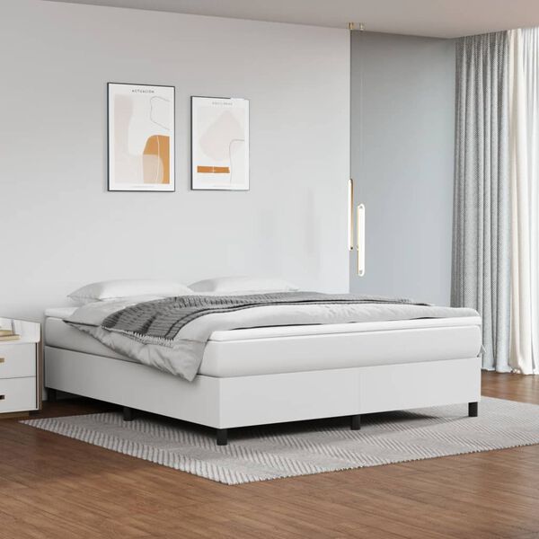 vidaXL Bed Frame without Mattress White California King Faux Leather (US Only)