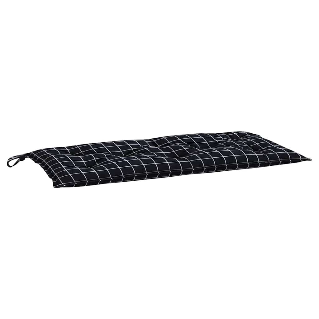vidaXL Garden Bench Cushions 2pcs Black Check Pattern 100x50x7cm Fabric