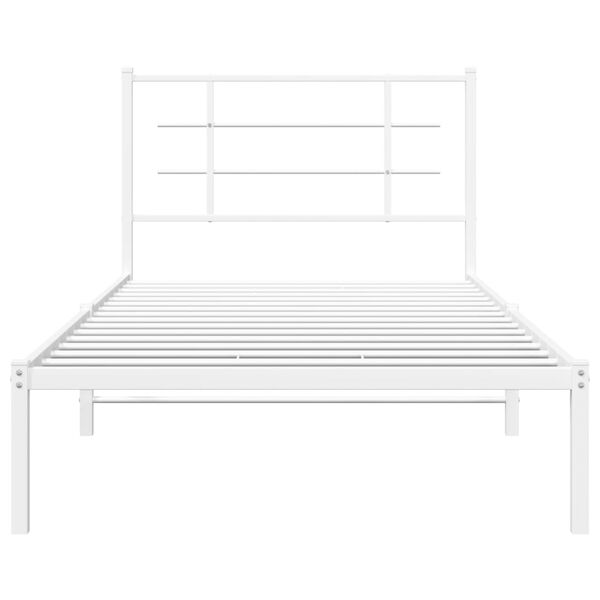 vidaXL Metal Bed Frame without Mattress with Headboard White 100x200cm
