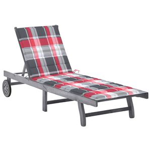 vidaXL Garden Sun Lounger with Cushion Grey Solid Acacia Wood