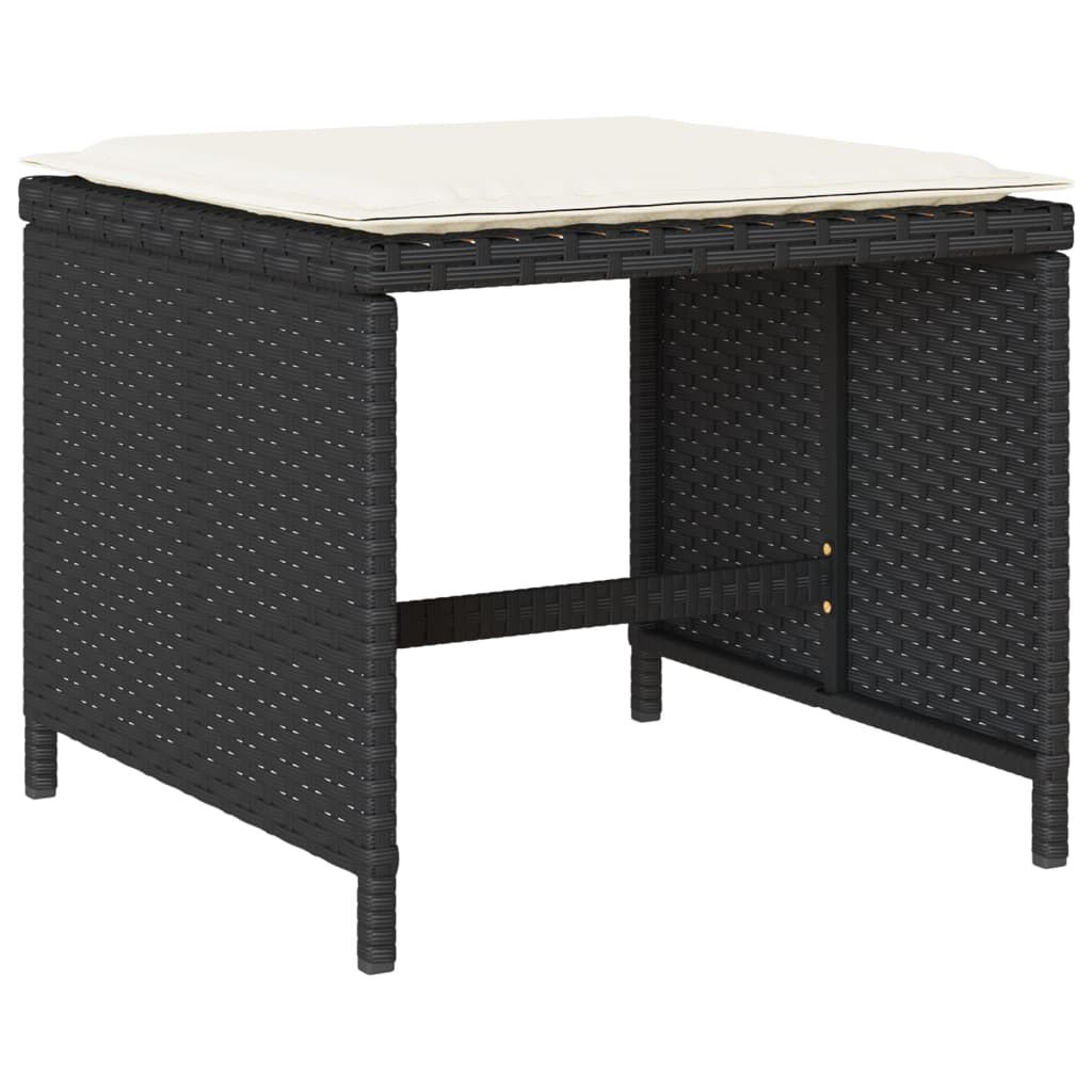 vidaXL 9 Piece Garden Dining Set with Cushions Black Poly Rattan