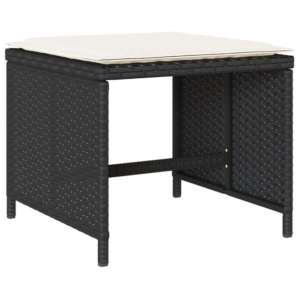 vidaXL 9 Piece Garden Dining Set with Cushions Black Poly Rattan