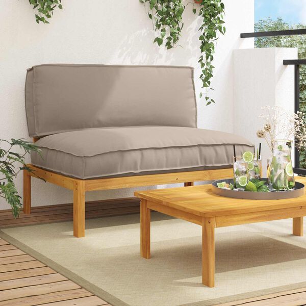 vidaXL Sofa Set with Cushion Taupe 120 x 92 x 69 cm Solid Acacia Wood