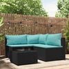 vidaXL 4 Piece Garden Lounge Set with Cushions Black Poly Rattan