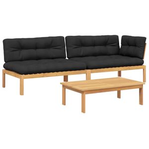 vidaXL 3 Piece Garden Pallet Sofa Set with Cushions Solid Wood Acacia