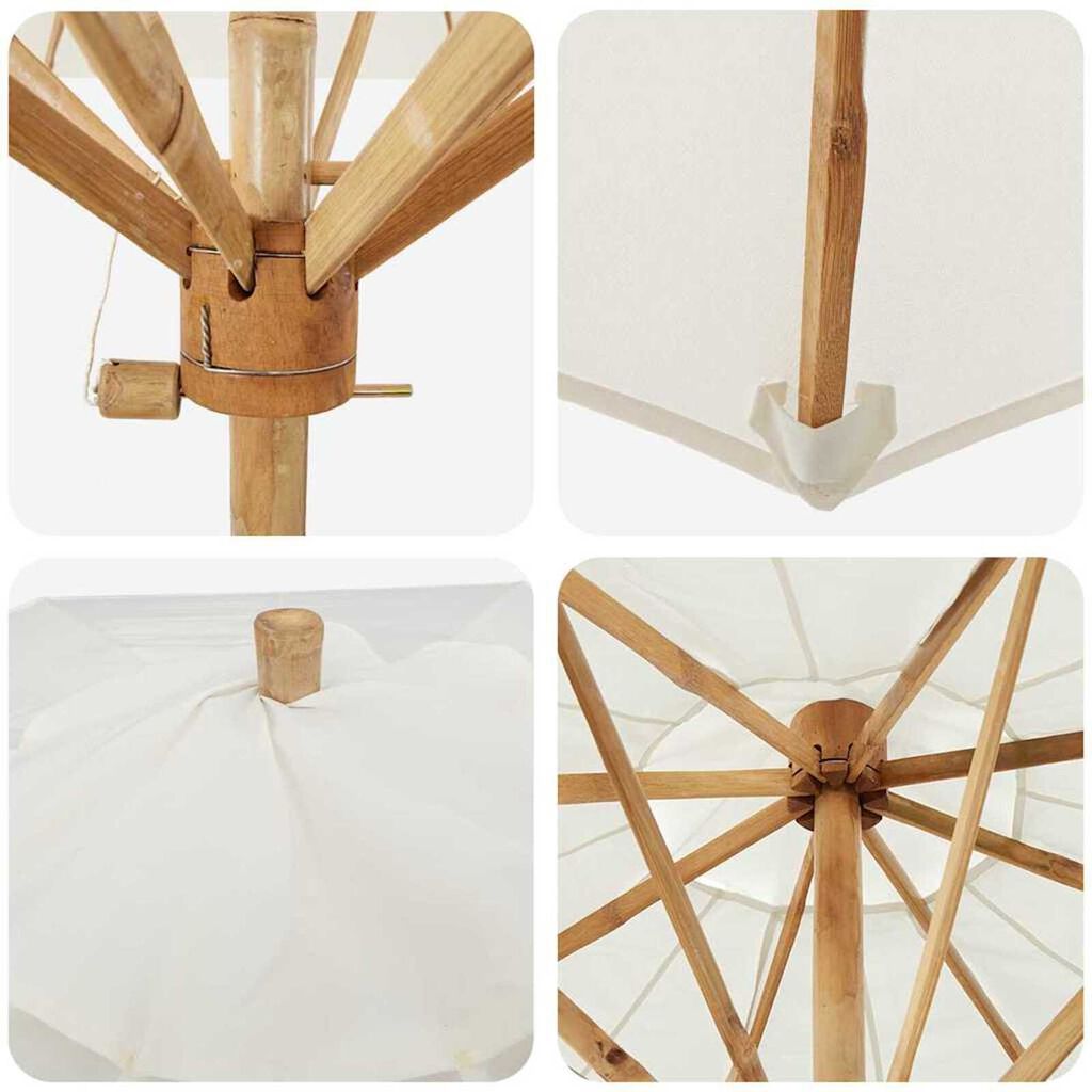 vidaXL Garden Parasol Cream white 150 x 150 x 210 cm Bamboo