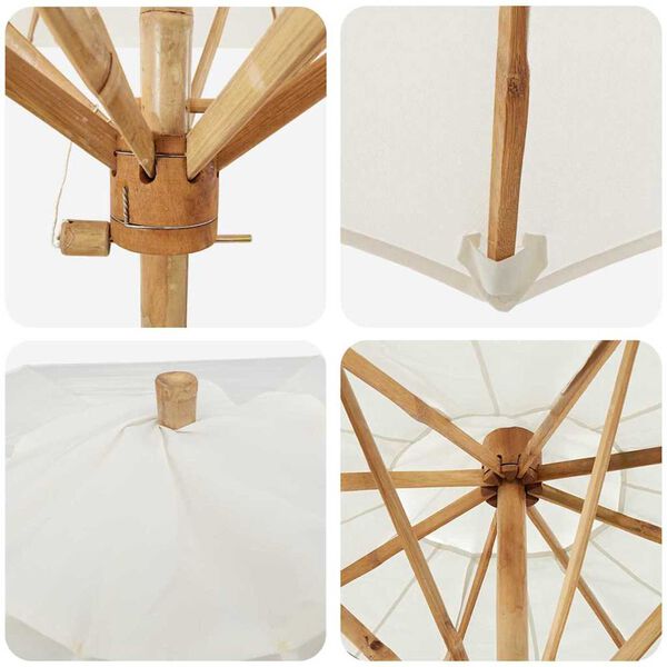 vidaXL Garden Parasol Cream white 150 x 150 x 210 cm Bamboo