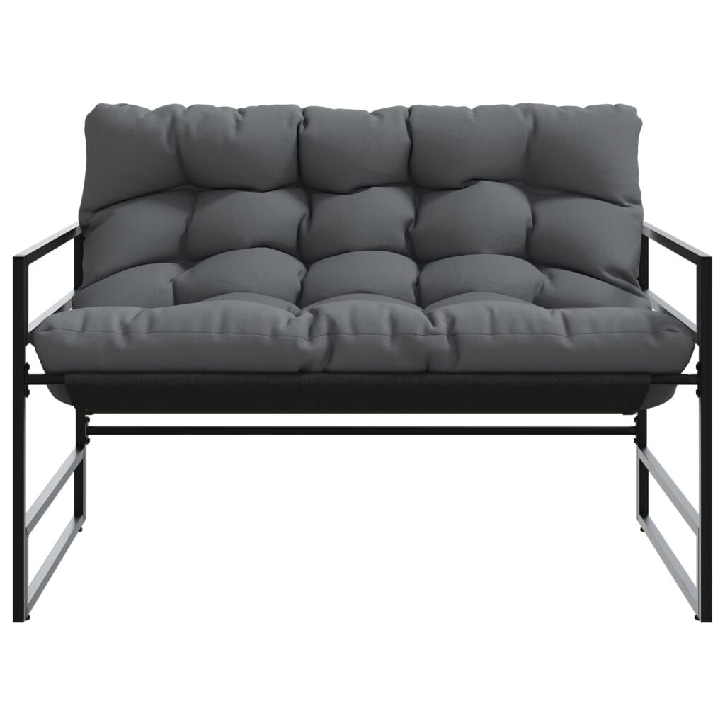 vidaXL Garden Bench with Cushion Anthracite 113 cm Steel