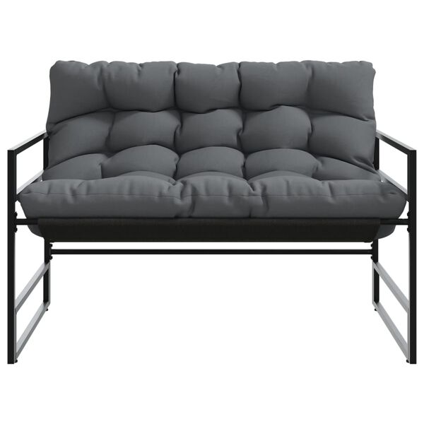 vidaXL Garden Bench with Cushion Anthracite 113 cm Steel