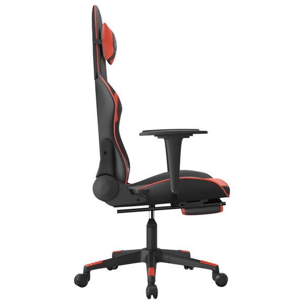 vidaXL Gaming Chair with Footrest Black and Red Faux Leather