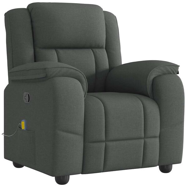 vidaXL Massage Recliner Chair Dark Grey Fabric