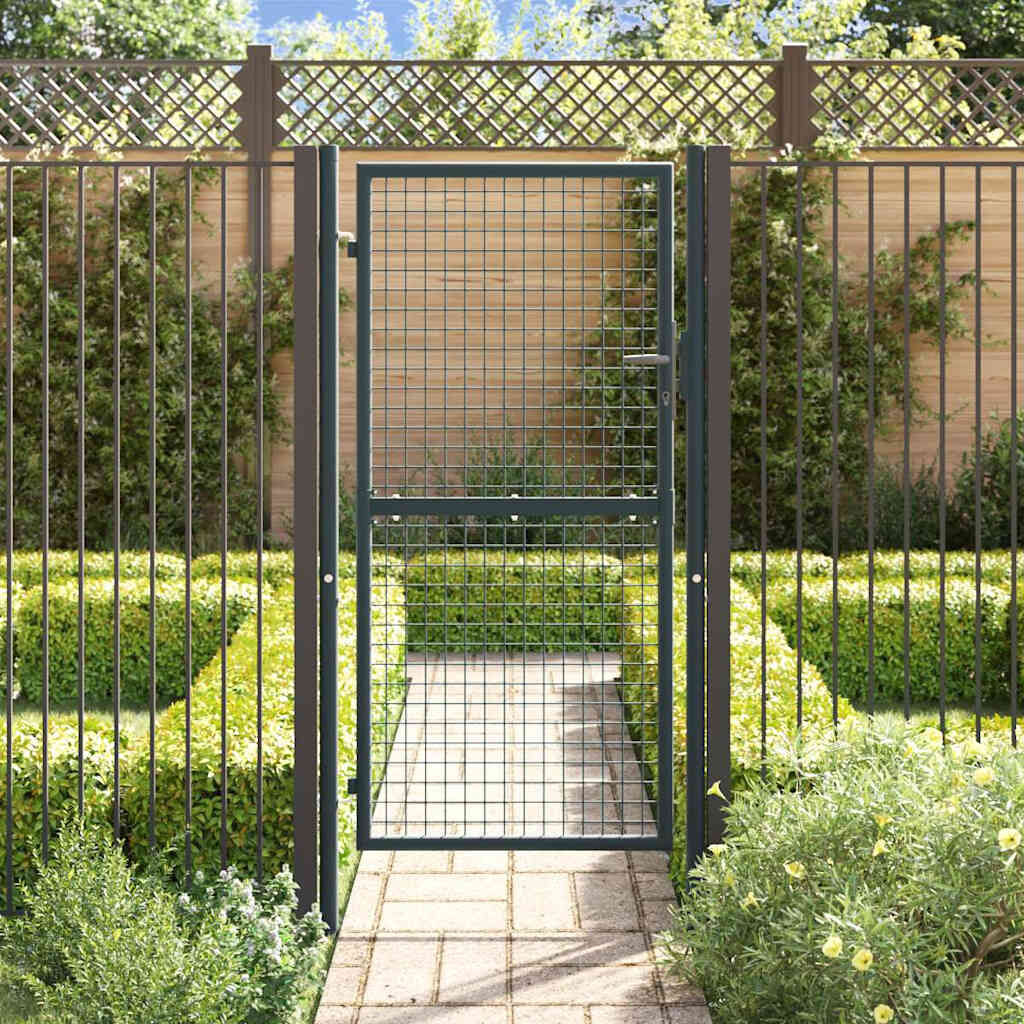 vidaXL Mesh Garden Gate Galvanised Steel 100x175 cm Grey