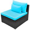 vidaXL 13 Piece Garden Lounge Set with Cushions Poly Rattan Blue