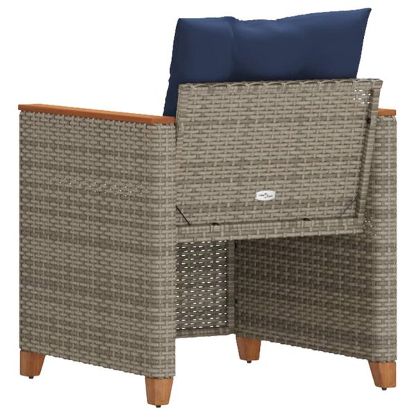 vidaXL Garden Chair with Cushions Grey Poly Rattan