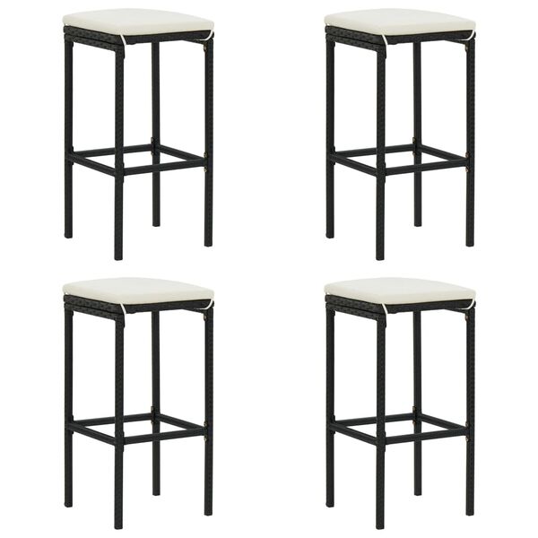 vidaXL 5 Piece Garden Bar Set with Cushions Poly Rattan Black