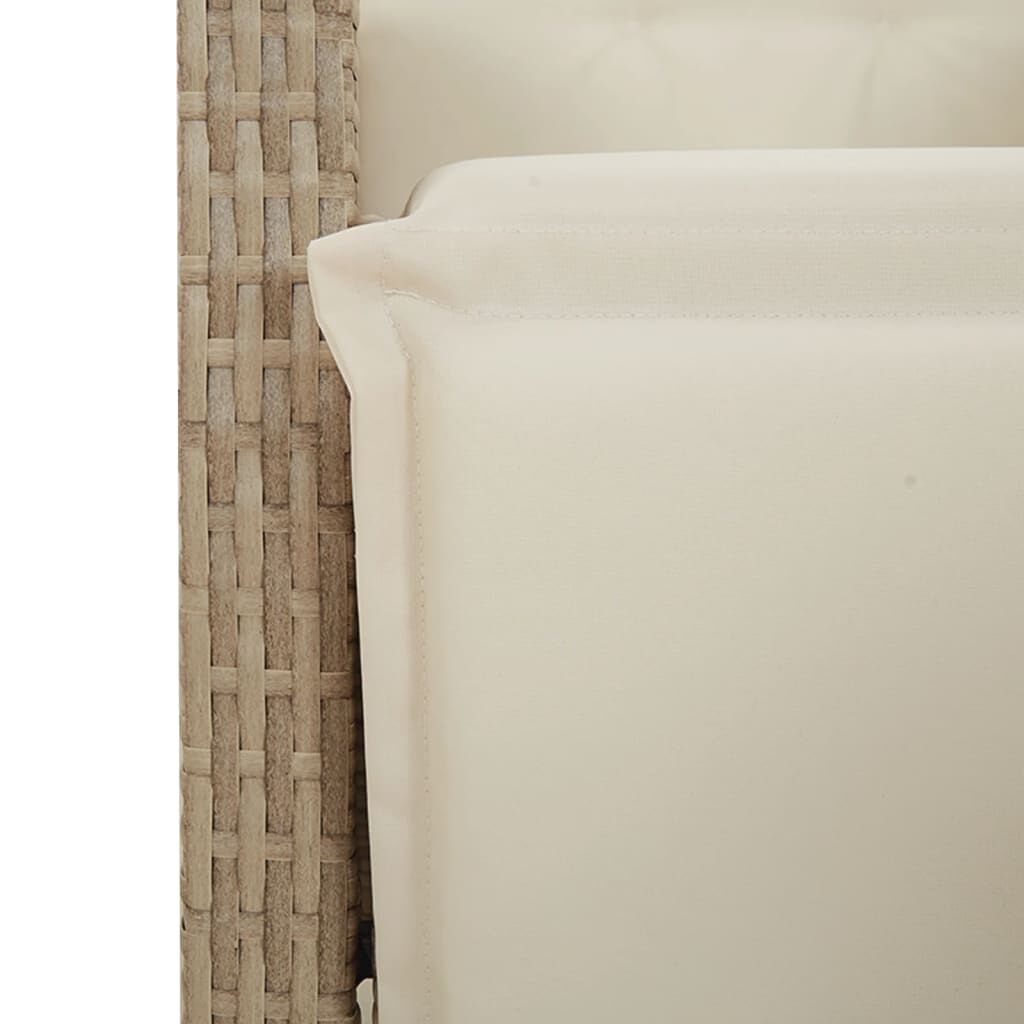 vidaXL 3 Piece Bistro Set with Cushions Beige Poly Rattan