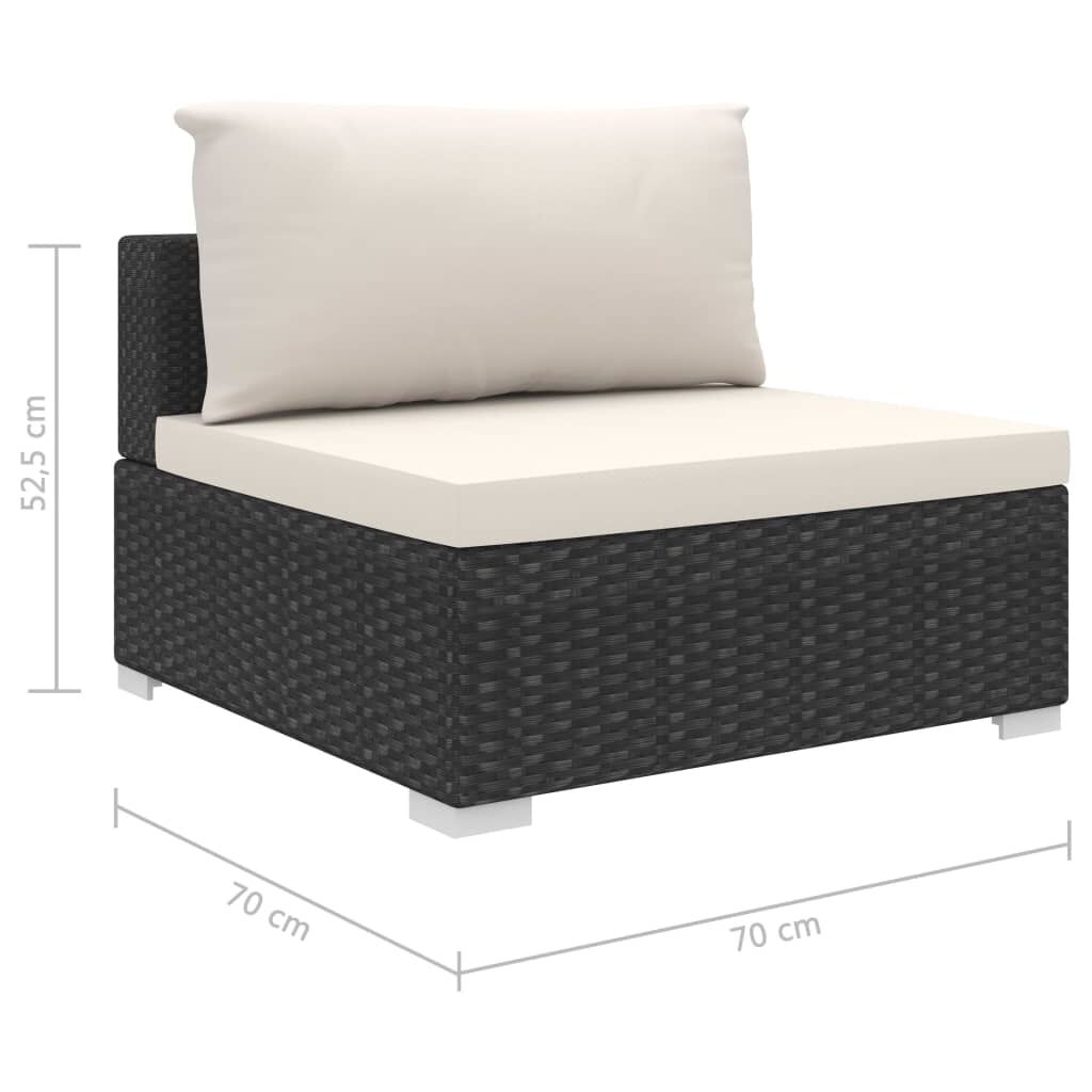 vidaXL 8 Piece Garden Lounge Set with Cushions Poly Rattan Black
