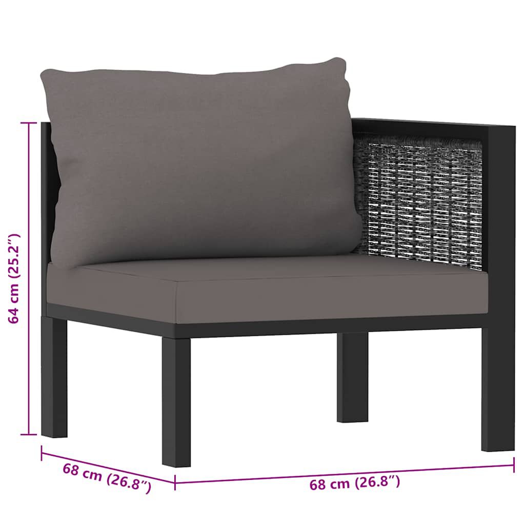 vidaXL Sectional Corner Sofa with Left Armrest Poly Rattan Anthracite