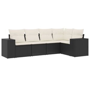 vidaXL 5 Piece Garden Sofa Set with Cushions Black Poly Rattan