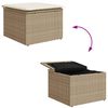 vidaXL Garden Stool with Cushion Beige 55x55x37 cm Poly Rattan