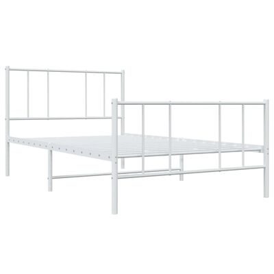 vidaXL Metal Bed Frame without Mattress with Footboard White 100x190 cm