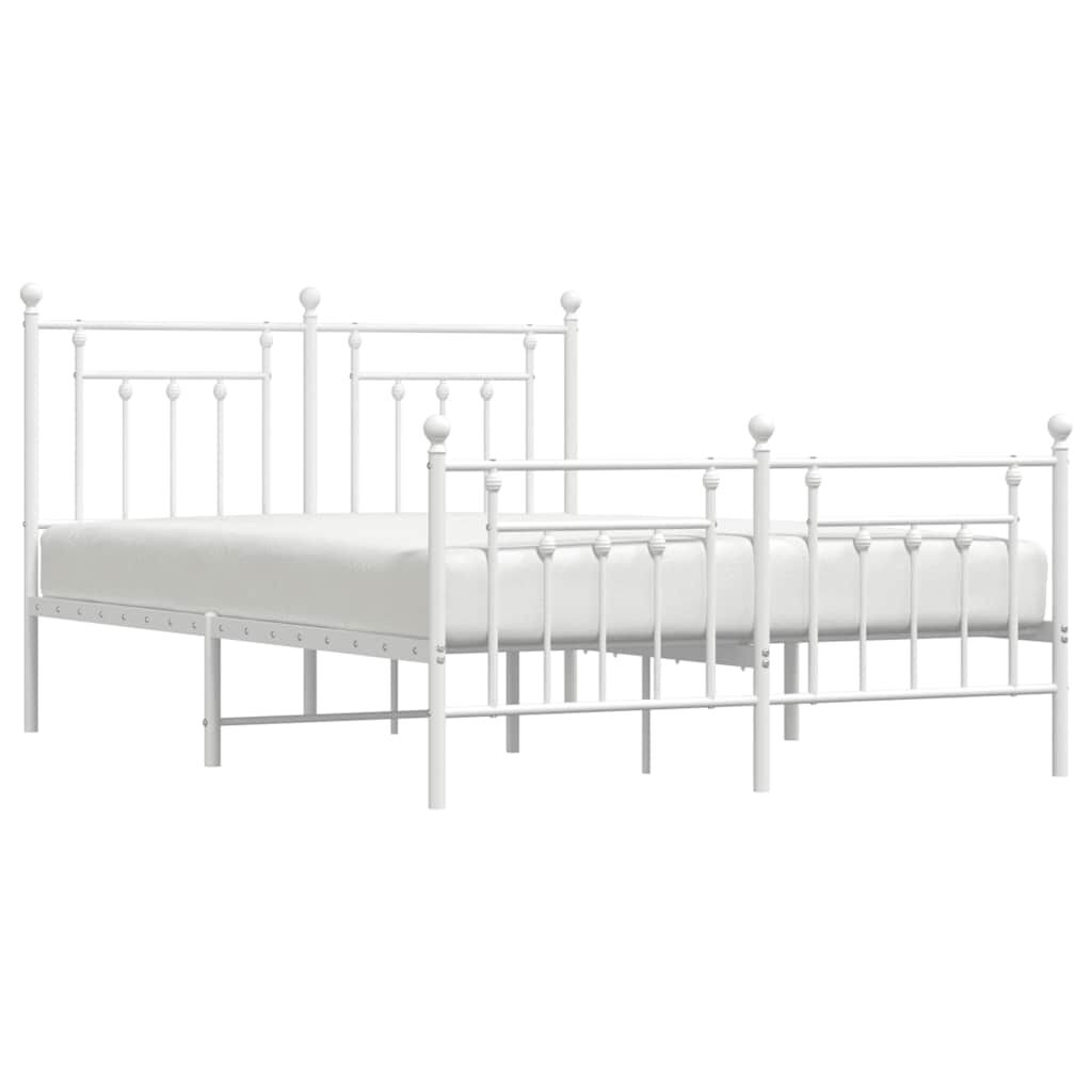 vidaXL Metal Bed Frame without Mattress with Footboard White 150x200cm