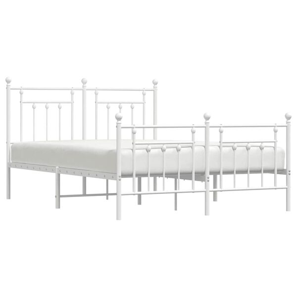 vidaXL Metal Bed Frame without Mattress with Footboard White 150x200cm