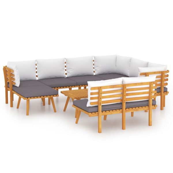 vidaXL 9 Piece Garden Lounge Set with Cushions Solid Wood Acacia