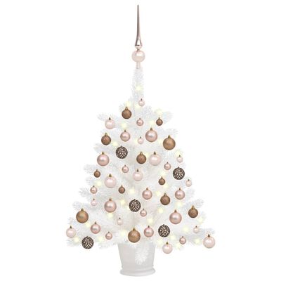 vidaXL Artificial Pre-lit Christmas Tree with Ball Set White 65 cm