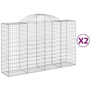vidaXL Arched Gabion Baskets 2 pcs 200x50x120/140 cm Galvanised Iron