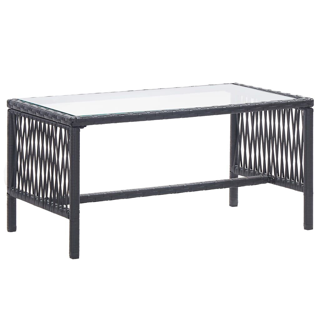 vidaXL 4 Piece Garden Lounge Set with Cushion Poly Rattan Black