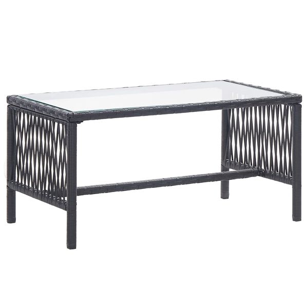 vidaXL 4 Piece Garden Lounge Set with Cushion Poly Rattan Black
