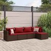 vidaXL 5 Piece Garden Lounge Set with Cushions Brown Poly Rattan