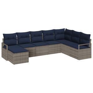 vidaXL Sofa Set with Cushion 8 pcs Grey Poly Rattan
