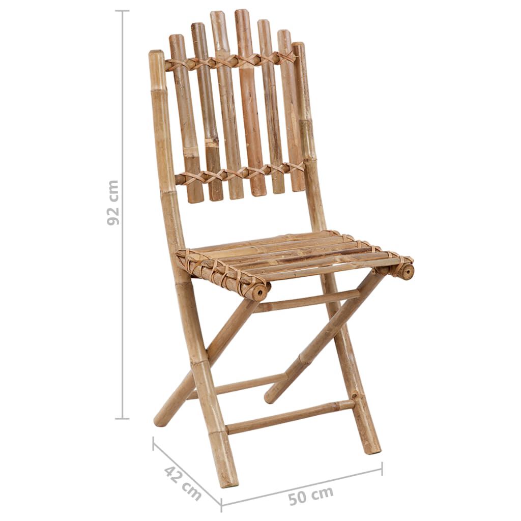 vidaXL 5 Piece Folding Outdoor Dining Set with Cushions Bamboo