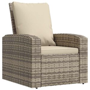 vidaXL Garden Reclining Chair with Cushions Light Brown Poly Rattan