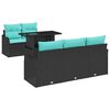 vidaXL Garden Sofa Set with Cushion 6 pcs Black Poly rattan