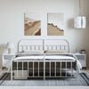 vidaXL Metal Bed Frame without Mattress with Footboard White 183x213cm
