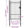 vidaXL Fence Gate Single Door with Spike Top Steel 1x1.75 m Black