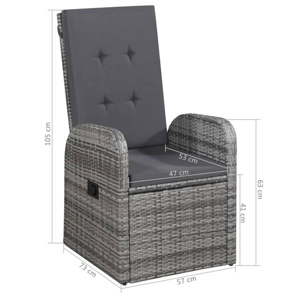 vidaXL 7 Piece Garden Dining Set Grey