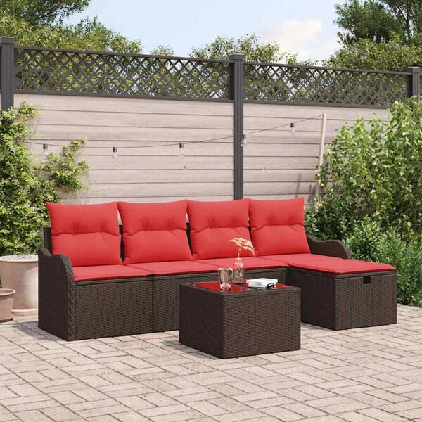 vidaXL Garden Sofa Set 6 pcs Brown and red 231 x 117 x 85 cm