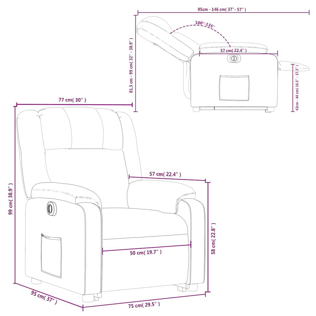 vidaXL Electric Stand up Recliner Chair Light Grey Fabric