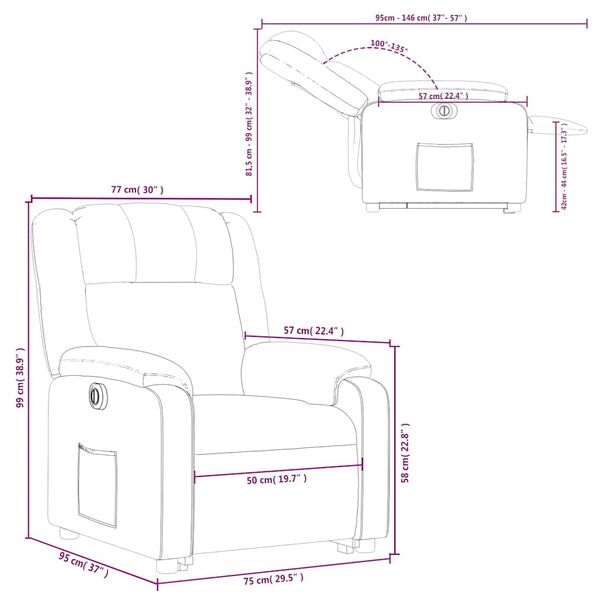 vidaXL Electric Stand up Recliner Chair Light Grey Fabric