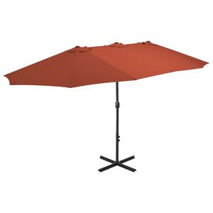 vidaXL Garden Parasol with Aluminium Pole 460x270 cm Terracotta