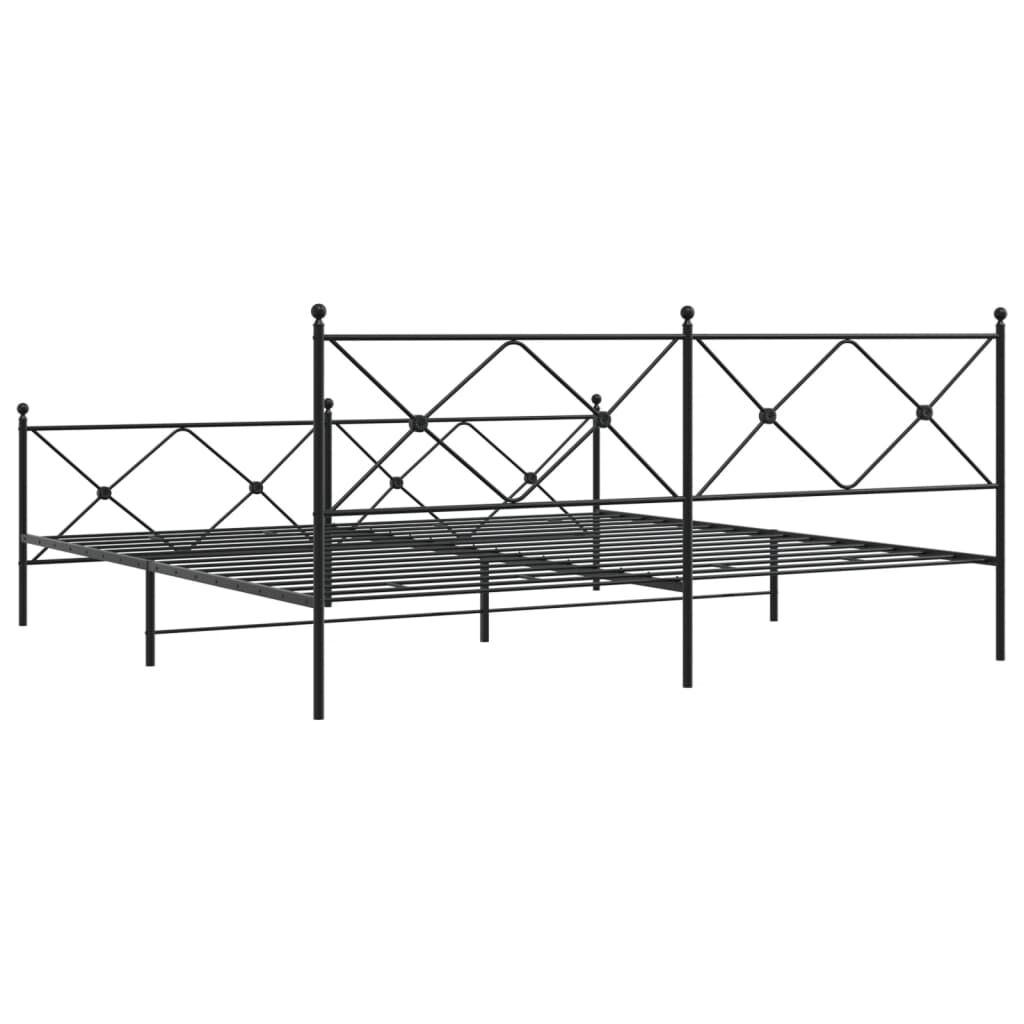 vidaXL Metal Bed Frame without Mattress with Footboard Black 193x203cm