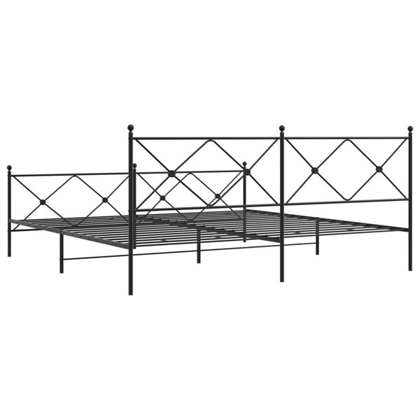 vidaXL Metal Bed Frame without Mattress with Footboard Black 193x203cm