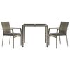 vidaXL 3 Piece Garden Dining Set with Cushions Grey Poly Rattan
