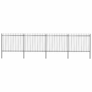 vidaXL Garden Fence with Spear Top Steel 714.5x150 cm Black
